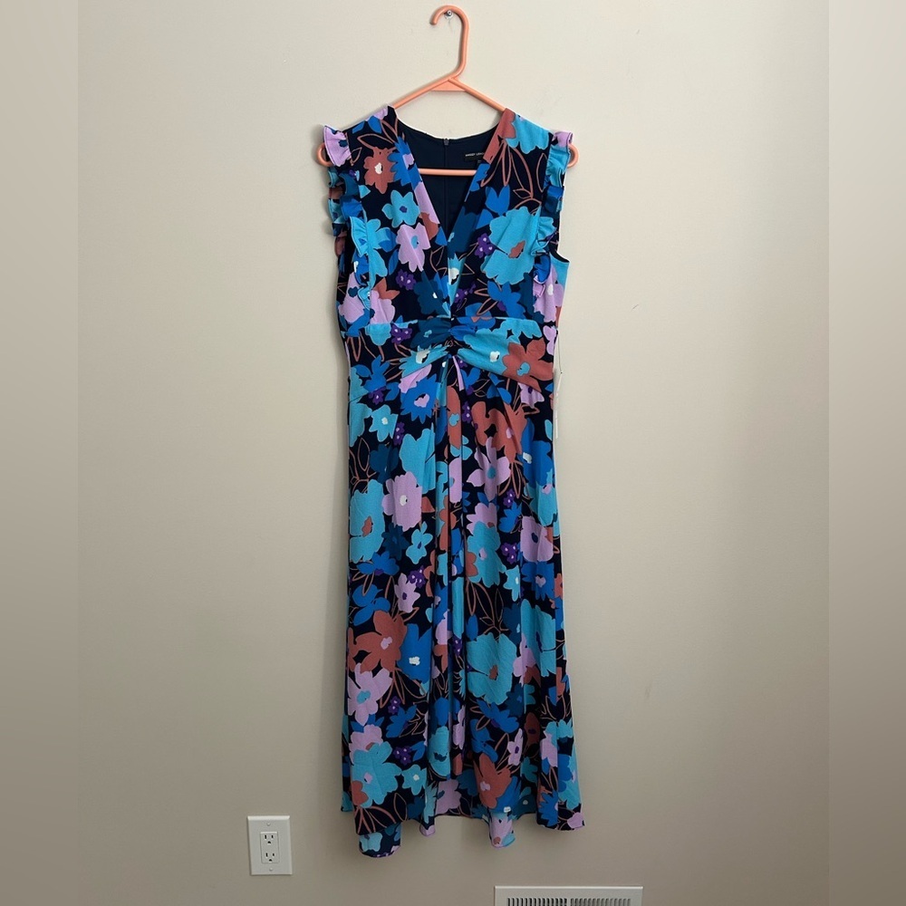 Maggy London Floral Print Sleeveless Dress Midi Length Size 6